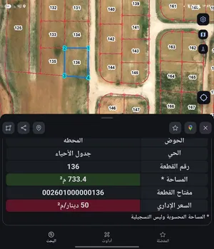 للبيع ارض 733 م في اللبن المحطه شارع الميه بجانب مشروع للمهندسين