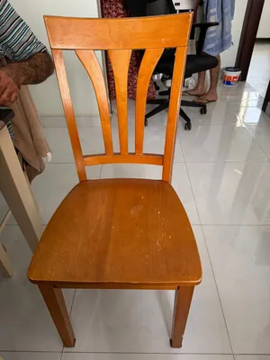 4 wooden chairs, 2 red black chairs,  1 study table