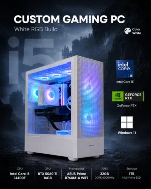 pc gaming Intel Core i5-14400F ZOTAC RTX 5060 Ti 16GB ASUS Prime B760M-A WiFi DDR5 T-Force RGB 32GB