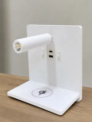 مصباح جداري LED ذكي مع منفذ USB وType-C وشاحن لاسلكي