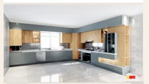 Double Cliding Aluminium and WPC sheet kitchen We r manufacturing
