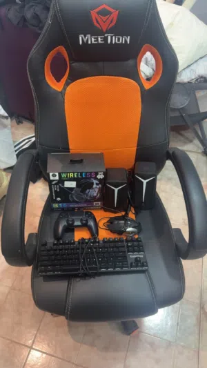 Gaming Chair, Ps5 controller, Wireless headset, Gamestop mechanical keyboard,  Mouse and speakers