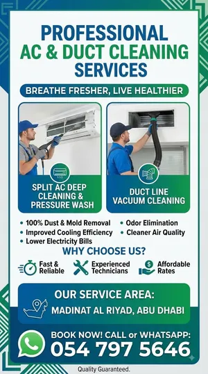 Ac cleaning split duct and duct line vacuuming