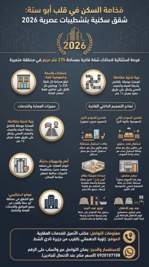 شقق فاخرة للبيع بوستة عمارة 2026 يوجد فيديو وصور على الواتساب