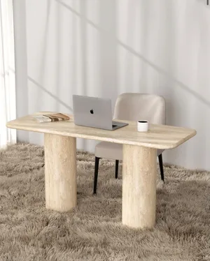 Modern Travertine / Beige Marble Study Desk & Dining Table (Made to Order)