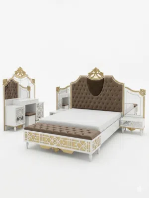 غرفة نوم للبيع سوبر كنج Bed room set for sale SUPER KING غرفة أنيقة وفخمة بتصميم كلاسيك