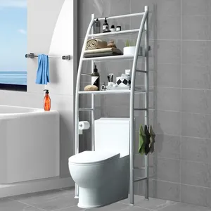 Over‐Toilet Multi‐Tier Storage RackMaximize your bathroom space with this sleek white metal shelving
