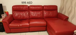 United Furniture Red Sofa with Recliner and Chaise