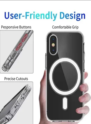كفر ماج سيف (MagSafe) لآيفون XS Max - غطاء شفاف مغناطيسي يدعم الشحن اللاسلكي، مقاوم للصدمات والخدوش