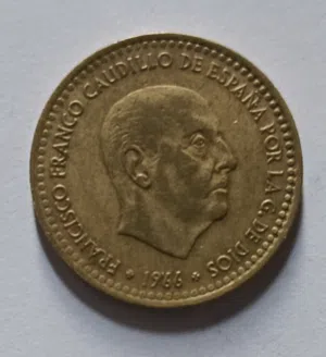 عملة نادرة - إسبانيا 1 بيزيتا 1966 Spain 1 peseta 1966 , Francisco Franco
