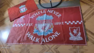 2 Liverpool big flags+ Pillow case all for AED 100