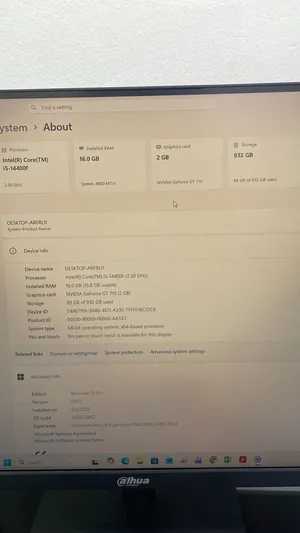 كمبيوتر ممتازة بمعالج جيل 14 حديث (i5-14400F) + رام 16GB + هارد 1TB - بحالة ممتازة