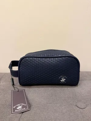 Brand New Beverly Hills Polo Club Woven Navy Toiletry Bag / Travel Pouch