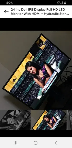 24inc Dell Full HD LED Monitor Nerrow Bezel With HDMI + Hidrolic Stand Model Number P2417H