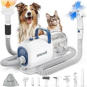 oneisall BM1 8-in-1 Pet Grooming Vacuum & Dryer Kit – Clippers, Blower, Low Noise  Dogs & Cats