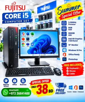 Fujitsu Core I5 Desktop Computer Set – 8GB RAM, 500GB HDD, 19” Monitor  38 BD /WhatsApp