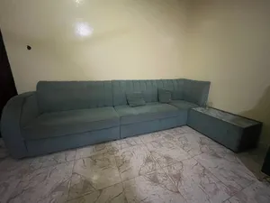 Modern L-Shape Grey Velvet Sofa Set with Matching Table / Ottoman