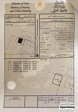 أرض سكنية 2000 متر مربع للبيع في محوت/النجدة
