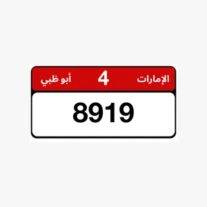 Abu Dhabi VIP Plate 8919 – Code 4  Unique 4-Digit Number