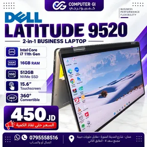 لابتوب ديل 360 درجه شاشه لمس معالج i7جيل حادي عشر 16 رام 512ssd يوجد كفاله خطيه