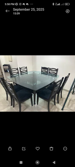 8 chairs dining table used but recently polished best condition u can find