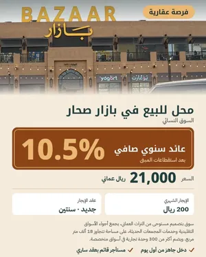 محل مؤجر بـ200 ريال للبيع في بازار صحار