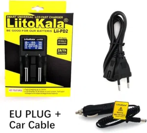 شاحن بطاريات ثنائي ليثيوم مع شاشة عالي الجودة LIITOKALA LII-PD2 Smart Battery Charger