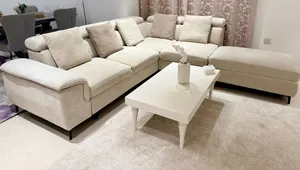 Beige L-Shaped Sofa Bed with Storage – Almost New  كنب زاوية بيج شبه جديد للبيع