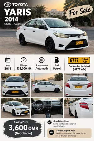 Toyota yaris 2014 with the car number