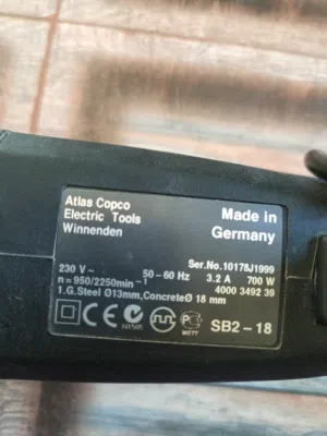 دريل كهربائي اصلي من شركه Atlas copco صنع ف ألمانيا made in Germany