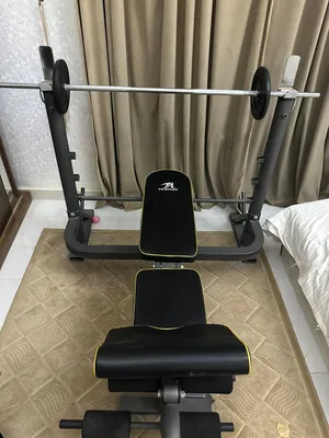 طقم أوزان حديد مع بنش وحامل بار للبيع