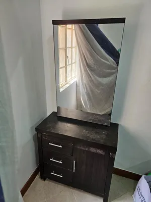 Dark Wood Dressing Table with Mirror