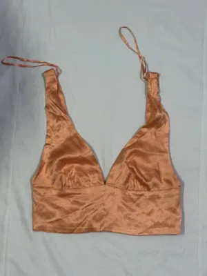 Zara Peach Satin V-Neck Crop Top (Never Worn)