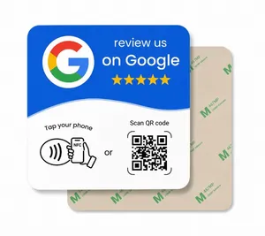 Google Review NFC Tap Plate – Square 12×12cm  Tap to Review + QR Code