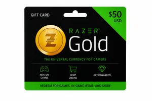 Razer Gold Gift Card بقيمة $50 للبيع – 2200 جنيه بدلًا من 2700
