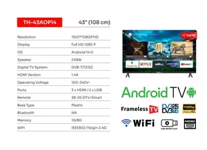 43” Android Smart TV Full HD. تلفزيون ذكي أندرويد 43 بوصة – دقة