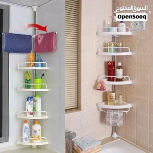 Washroom racks for corner with steal pipe and adjustable feature and white color