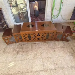 طاوله وسط خشب لون بني خمس قطع