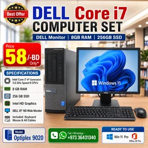 Special Offer DELL Core i7 Computer Set DELL HD Wide Monitor 8GB Ram 256 GB SSD Win 11 Pro