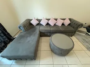 L shape Sofa with coffee table and cushions