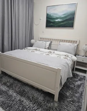 Solid wood King White Bed Set IKEA 7pcs. like new