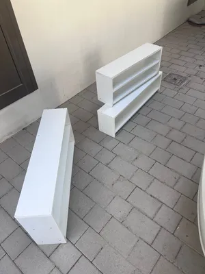3 low unit shelves white wooden ikea