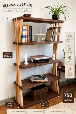 رف كتب عصري بتصميم فاخر