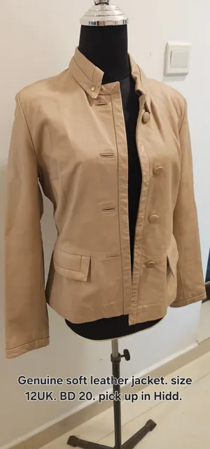 Beige leather jacket and dark brown leather jacket. size 12UK.
