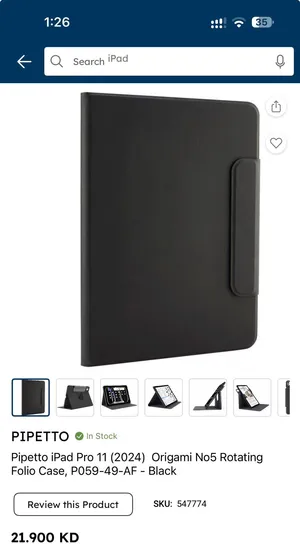 Pipetto iPad Pro 11 (2024) Origami No5 Rotating Folio Case, P059-49-AF - Black