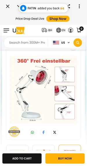 150W Red Light Heat Lamp 10 Levels & Timer For Home
