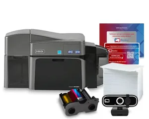 طابعة بطاقات بلاستيكية حرارية جديدة غير مستعمله Fargo DTC1250e مع 3 أحبار