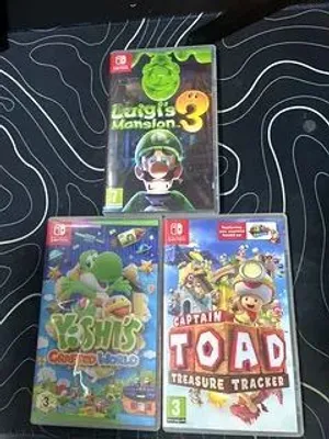 Three Nintendo Switch Games — Luigi's Mansion 3, Captain Toad, Yoshi 80AED per cd and 250AED for all
