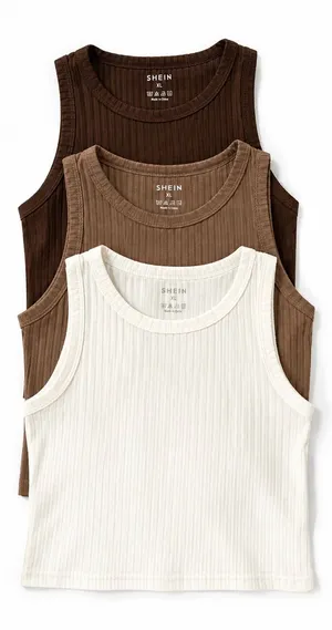 Set of 3 neutral color tanktops (Dark brown, light brown, and white)