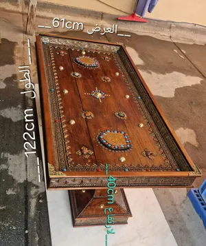 طاولة كونسول أنتيك فاخرة من خشب الساج الأصلي مرصعة بالأحجار الكريمة Luxury Antique Teak Wood